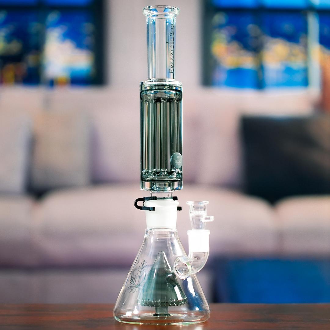 Freeze Pipe Bong Pro with chilled glycerin coil on table, ready for use