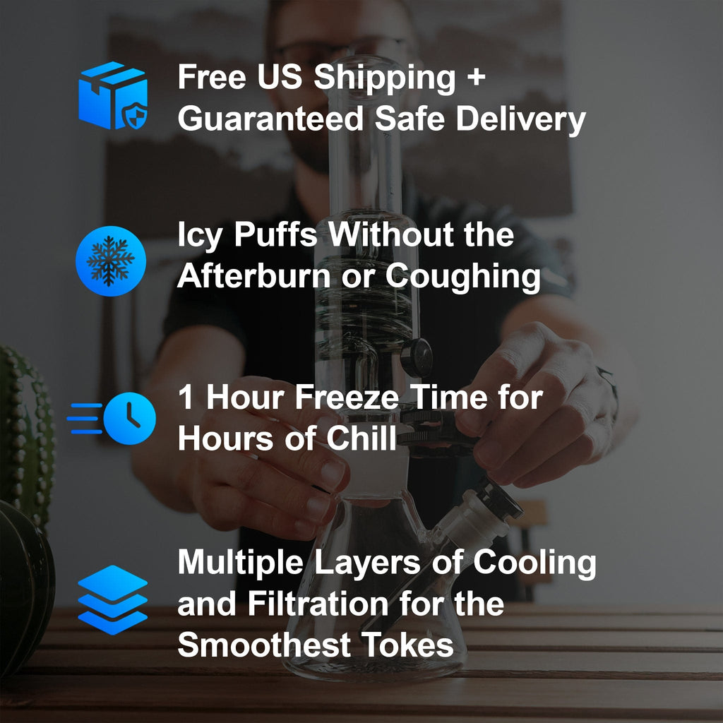 Freeze Pipe Beaker Bong glycerin coil uses non-toxic food-grade glycerin for safe, long-lasting cooling