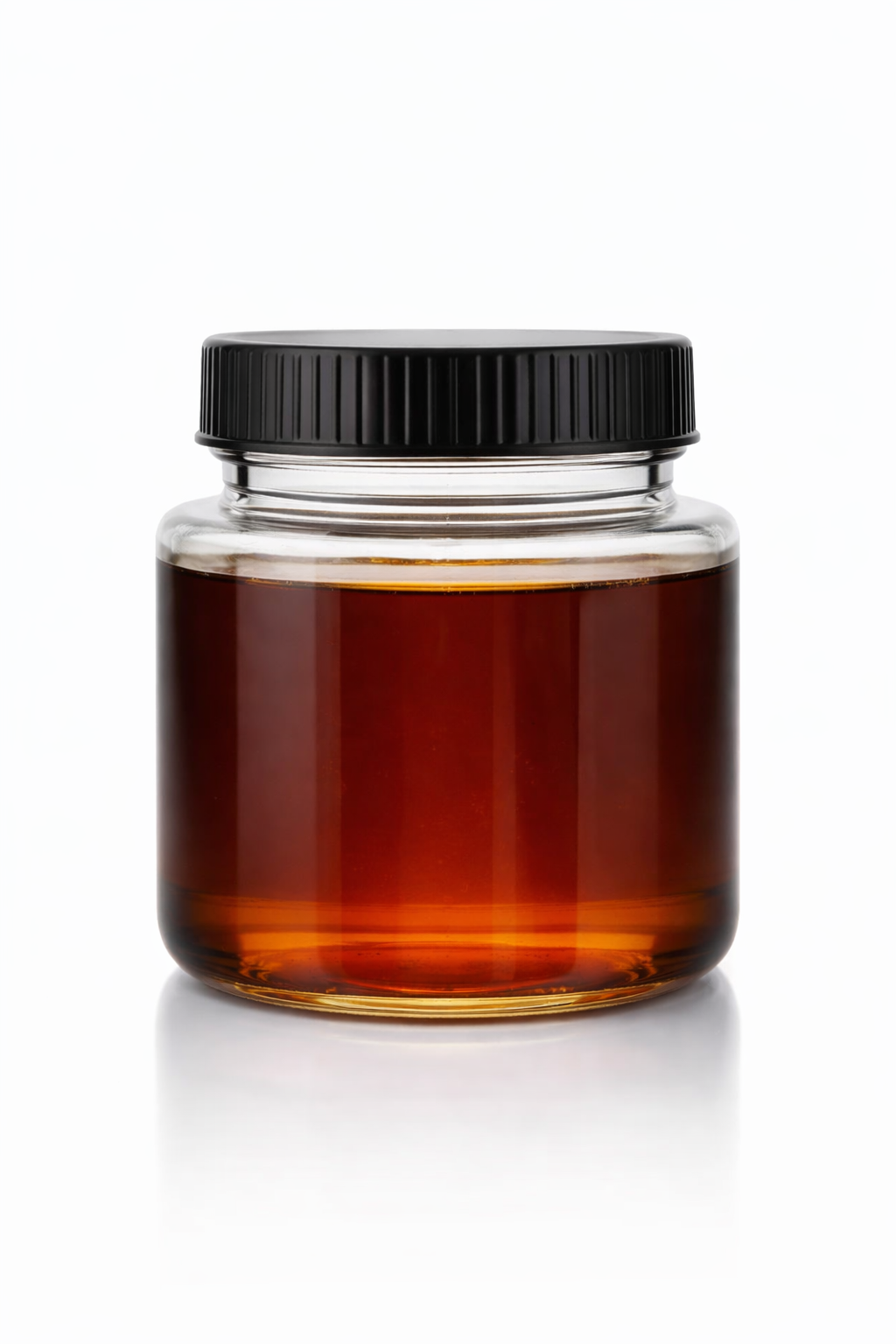 Jar of THCv distillate used for research, formulation, and product development.