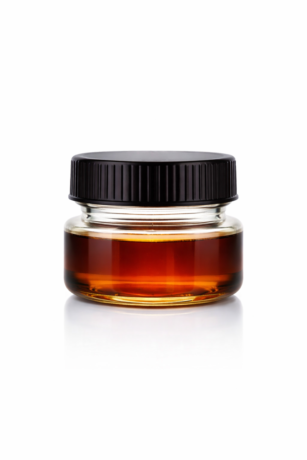 Small jar of THCv distillate used for research, formulation, and product development.