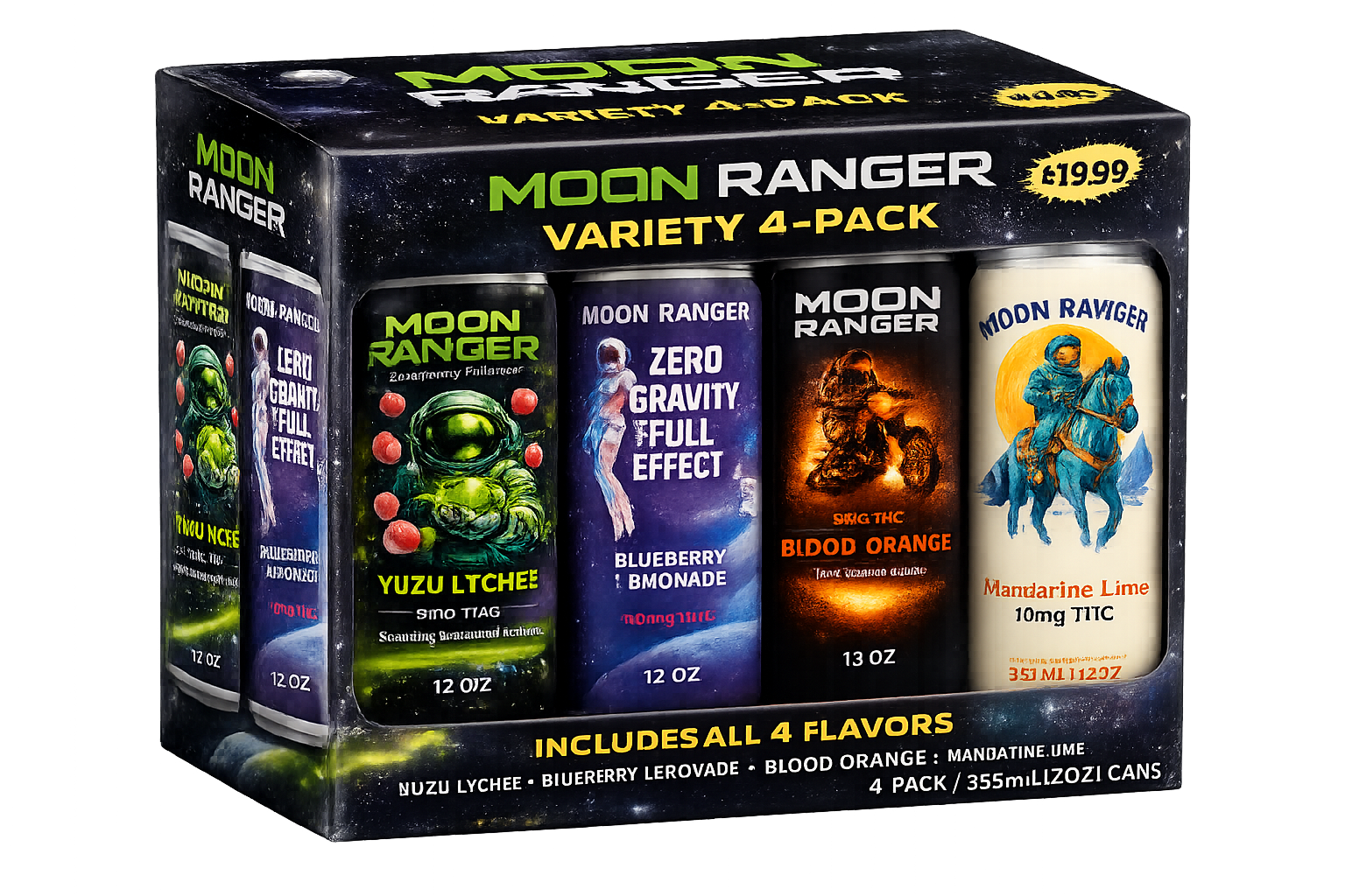 Moon Ranger Variety 4-Pack THC Sparkling Seltzer
